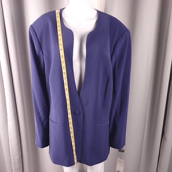Natasia Purple Single Button Long Line Blazer with Shoulder Pads Size 26 (NWT) - Picture 5 of 13